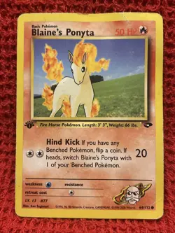 Blaine's Ponyta DMG - 64/132 1st Edition - WOTC Gym Challenge - Pokemon TCG - Image 1