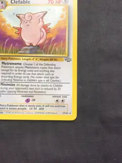 Pokemon Cards: Jungle 1st Edition Rare: Clefable 17/64 - Image 4