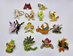 14 Pokemon Promo Pins Mimikyu Mew Mewtwo Celebi Espeon Umbreon Dragonite Jirachi - Image 1