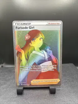 Furisode Girl Rainbow Full Art Secret Rare 205/195 NM Silver Tempest Pokemon TCG - Image 1