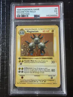 Pokemon TCG Base Set Shadowless Magneton 1st Edition Holo Rare PSA 5 009/102 - Image 1