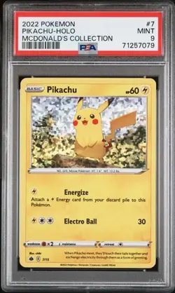 PSA 9 MINT - Pikachu Holo #7 - 2022 Pokemon McDonald's Collection - Image 1