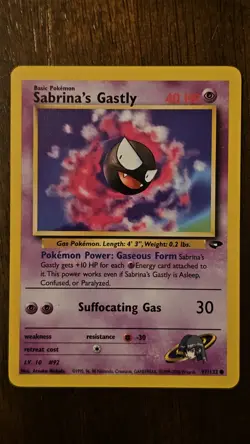 Pokemon TCG Sabrina's Gastly 97/132 Gym Challenge Regular Common Basic 40 HP - Image 1