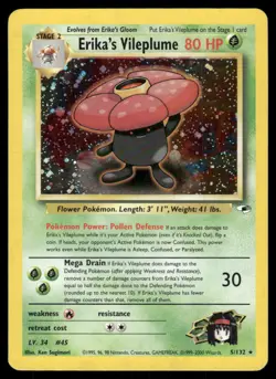 Pokemon Cards Erika's Vileplume 5/132 Unlimited Holo Gym Heroes Rare *eBay Live* - Image 1