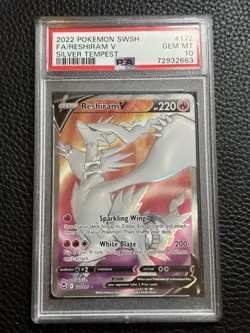 Pokemon Reshiram V 172/195 Silver Tempest Full Art Ultra Rare Holo PSA 10 - Image 1