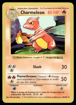 Pokemon Cards Charmeleon 24/102 SHADOWLESS Base Set Uncommon *eBay Live* - Image 1