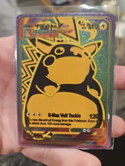 Pikachu Vmax Rainbow Foil Fan Art Textured Collector Card G Max Volt - Image 1