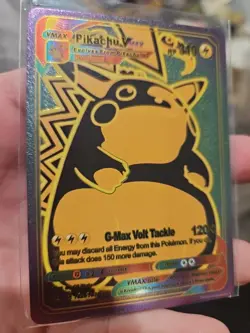 Pikachu Vmax Rainbow Foil Fan Art Textured Collector Card G Max Volt - Image 2