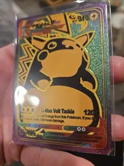 Pikachu Vmax Rainbow Foil Fan Art Textured Collector Card G Max Volt - Image 3