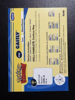 Gastly DANONE Vintage 2000 Pokemon Stadium NM Card 11/40 #92 Catch Em All - Image 3