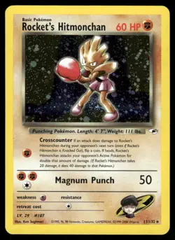Pokemon Cards Rocket's Hitmonchan 11/132 Unlimited Holo Gym Heroes *eBay Live* 1 - Image 1