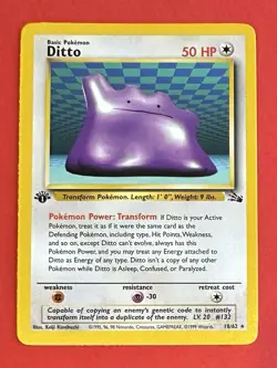 Ditto 18/62 1st Edition Fossil Rare Pokemon WOTC 1999 NM - Image 1