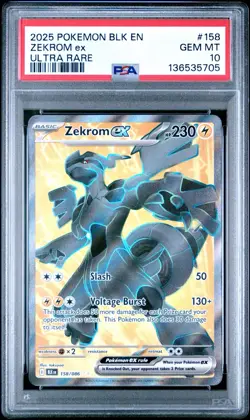 Pokemon TCG Zekrom EX 158/086 Ultra Rare Black Bolt SV PSA 10 - Image 1