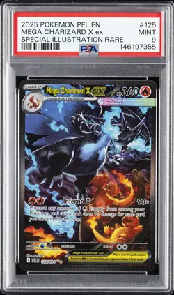2025 POKEMON PFL EN-PHANTASMAL FLAMES #125 MEGA CHARIZARD X EX PSA 9 - Image 1
