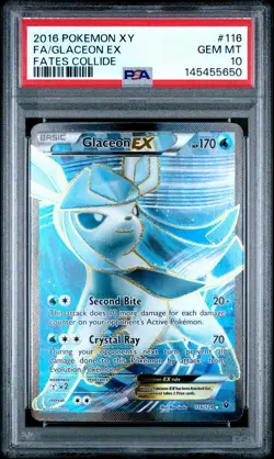2016 POKEMON XY FATES COLLIDE #116 FULL ART/GLACEON EX PSA 10 - Image 1