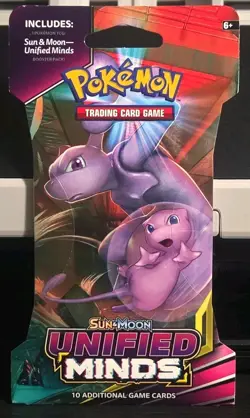 1x Sealed Pokemon Unified Minds Sleeved Booster Pack Mew And Mewtwo Art Blister - Image 1