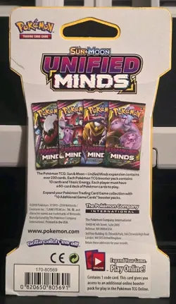 1x Sealed Pokemon Unified Minds Sleeved Booster Pack Mew And Mewtwo Art Blister - Image 2