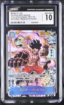 2025 One Piece Japanese Monkey D Luffy Manga Alt Art #OP11-118 CGC Gem Mint 10 - Image 1