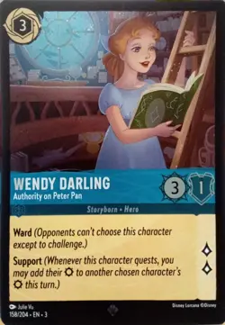 158/204 WENDY DARLING AUTHORITY ON PETER PAN FOIL SUPER RARE DISNEY LORCANA CARD - Image 1