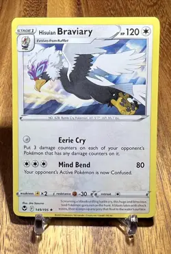 Hisuian Braviary 149/195 Rare Non Holo Silver Tempest Pokemon Card NM - Image 1