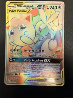 Pokemon TCG Mega Lopunny Jigglypuff GX Cosmic Eclipse Rainbow Rare Card 261/236 - Image 1