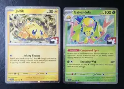 JOLTIK 050/142, GALVANTULA 002/064, HOLO, STAMPED PRIZE PACK7 POKEMON CARDS (NM) - Image 1