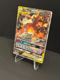 Pokemon TCG Tag Team Card Reshiram & Charizard GX Black Star Promo SM201 MP+ - Image 2