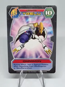 Digimon D-Tector OMNIMON Card 1st Edition 2002 Bandai DT-31 MEGA, YGELU, Vintage - Image 1