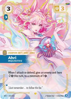 Ahri - Inquisitive (Overnumbered) [SFD - 227/221] - NM [Foil] TCG Riftbound - Image 1