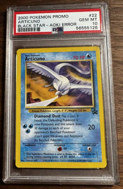 2000 Pokemon Promo ARTICUNO Black Star Aoki Error #22 PSA 10 Gem Mint RARE - Image 1