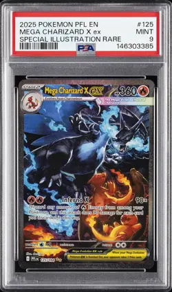 2025 POKEMON PFL EN-PHANTASMAL FLAMES #125 MEGA CHARIZARD X EX PSA 9 - Image 1