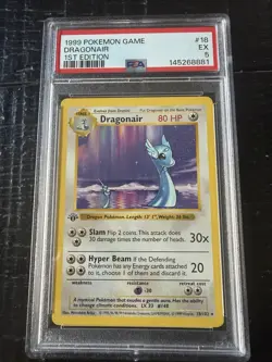 Pokemon TCG Base Set Shadowless Dragonair 1st Edition Rare PSA 5 18/102 - Image 1