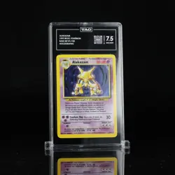 Pokemon TCG Alakazam Base Set Holo Card 1/102 TAG 7.5 - Image 1