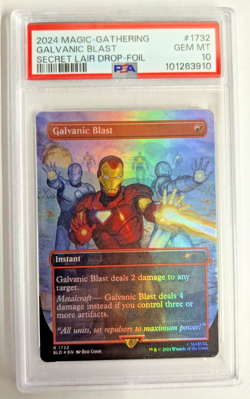 MTG FOIL MARVEL RARE Galvanic Blast featuring Iron Man PSA GRADE 10 - Image 1