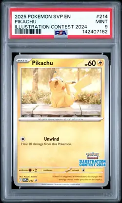 2025 Pokemon SVP EN-SV Black Star Promo Illustration Contest Pikachu 2024, PSA 9 - Image 1