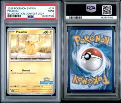 2025 Pokemon SVP EN-SV Black Star Promo Illustration Contest Pikachu 2024, PSA 9 - Image 3