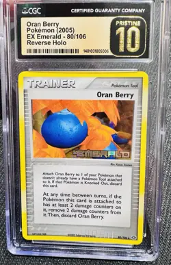 Pokemon Oran Berry EX Emerald Reverse Holo #80 CGC Pristine 10 POP 2!!!!! - Image 1