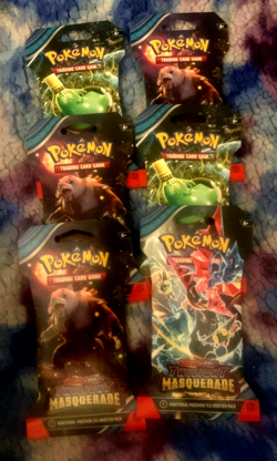 6 Pokemon booster packs sleeved brand new twilight masquerade + bonus booster - Image 1