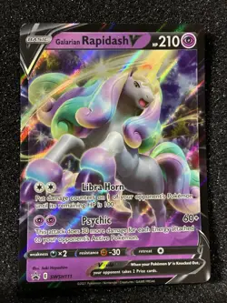 Pokemon Galarian Rapidash V SWSH111 Black Star Promo Full Art Holo LP - Image 1