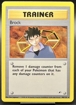 2000 Pokemon WOTC Brock 98/132 Rare Vintage Gym Heroes Trainer Unlimited LP - Image 1