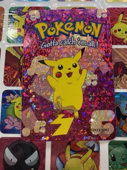 Pokemon Pikachu Sticker Rare Vintage Vending Machine Holo prism Nintendo 1998 - Image 1