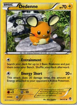 Pokemon TCG Dedenne 34/111 Furious Fists Rev Holo LP - Image 1