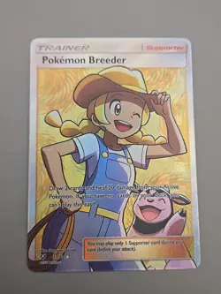 Pokemon Breeder FULL ART ULTRA RARE Trainer 73/73 SM Shining Legends Pokemon - Image 1