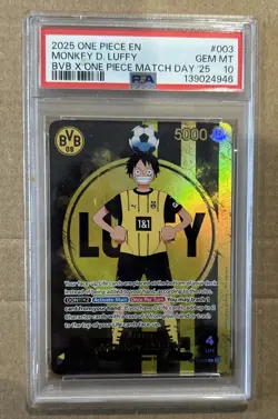 PSA 10 Monkey D Luffy ST13-003 BVB Borussia Dortmund ONE PIECE Matchday Promo EN - Image 1