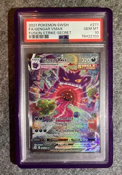 PSA 10 2021 POKEMON Sword Shield Fusion Strike Secret #271 FullArt/Gengar VMAX - Image 1