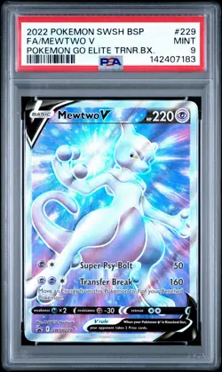 2022 TCG Pokemon SWSH Mewtwo v FA #229 PSA 9 Mint - Image 1
