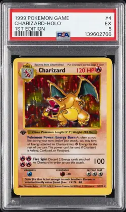 1999 POKEMON GAME 1ST ED #4 CHARIZARD-HOLO PSA 5 - Image 1