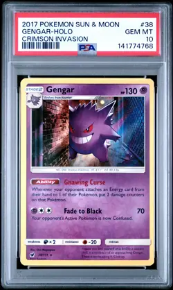 2017 POKEMON SUN & MOON CRIMSON INVASION #38 GENGAR-HOLO PSA 10 - Image 1
