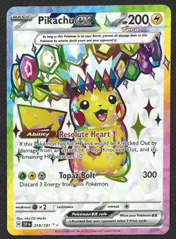 Pokemon Pikachu ex 219/191 Full Art Ultra Rare Surging Sparks Near Mint NM - Image 1