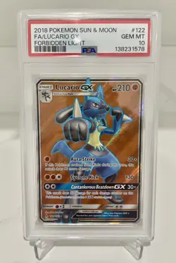 Pokemon Lucario GX 2018 Forbidden Light 122/131 PSA 10 - Image 1